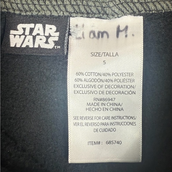 STAR WARS Boys' Darth Vader Zip Up Hoodie Jacket Empire Character Sci-Fi Size 5 - Picture 6 of 7